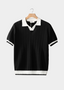 Black Contrast Textured Polo