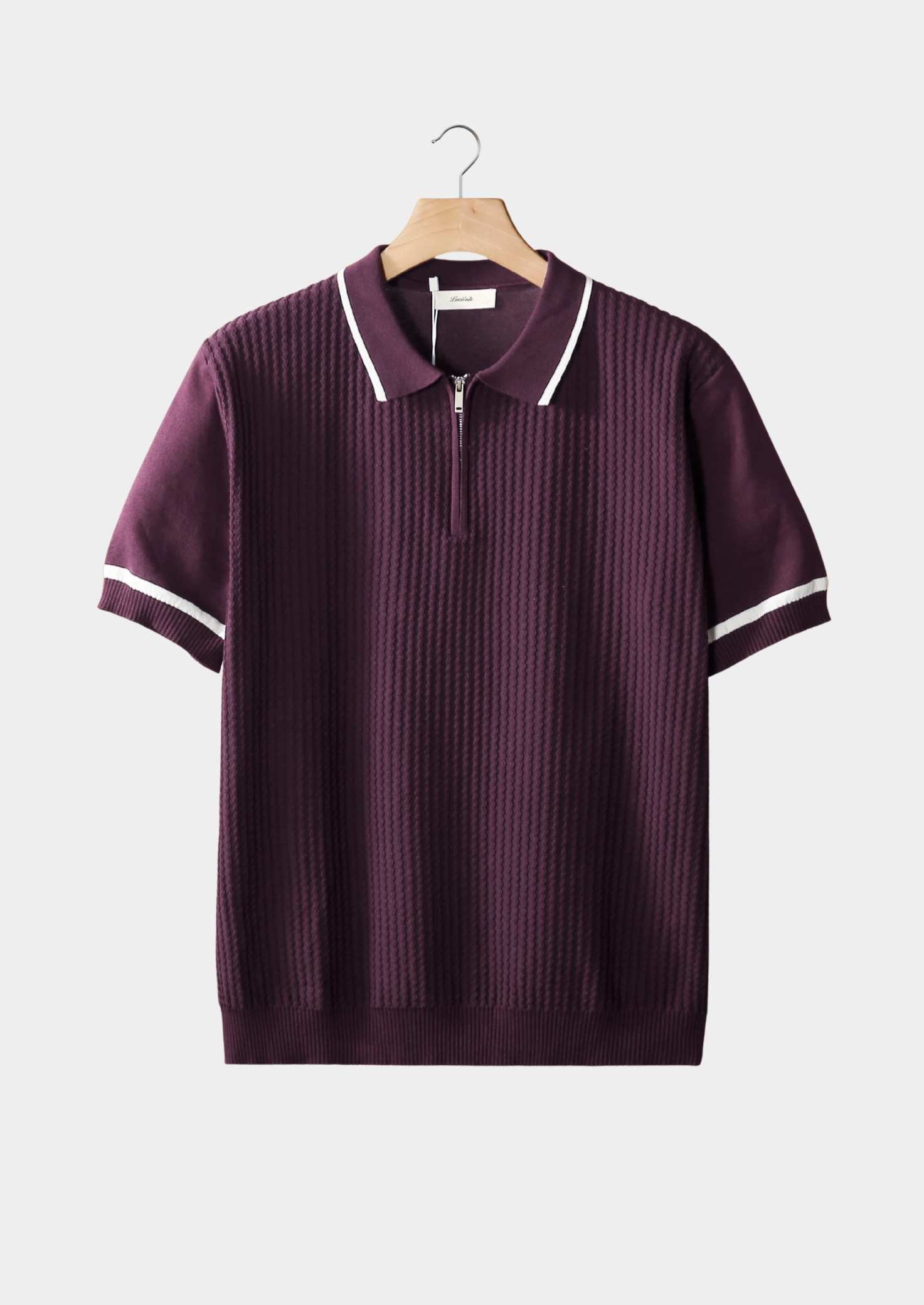 Purple Contrast Trim Zipper Polo | Castielli