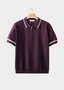 Purple Contrast Trim Zipper Polo