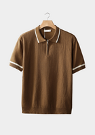 Caramel Contrast Trim Zipper Polo