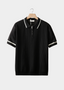 Black Contrast Trim Zipper Polo