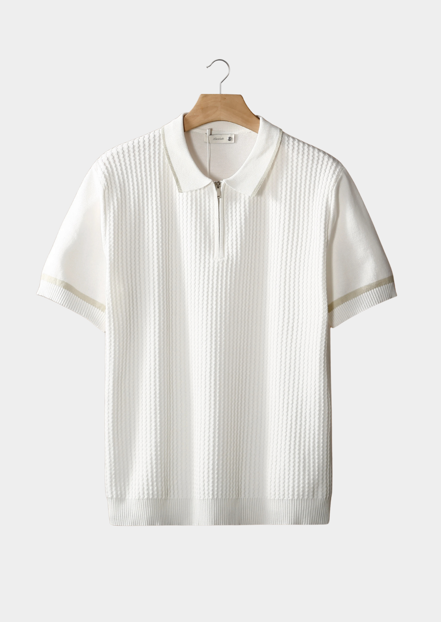 White Contrast Trim Zipper Polo | Castielli
