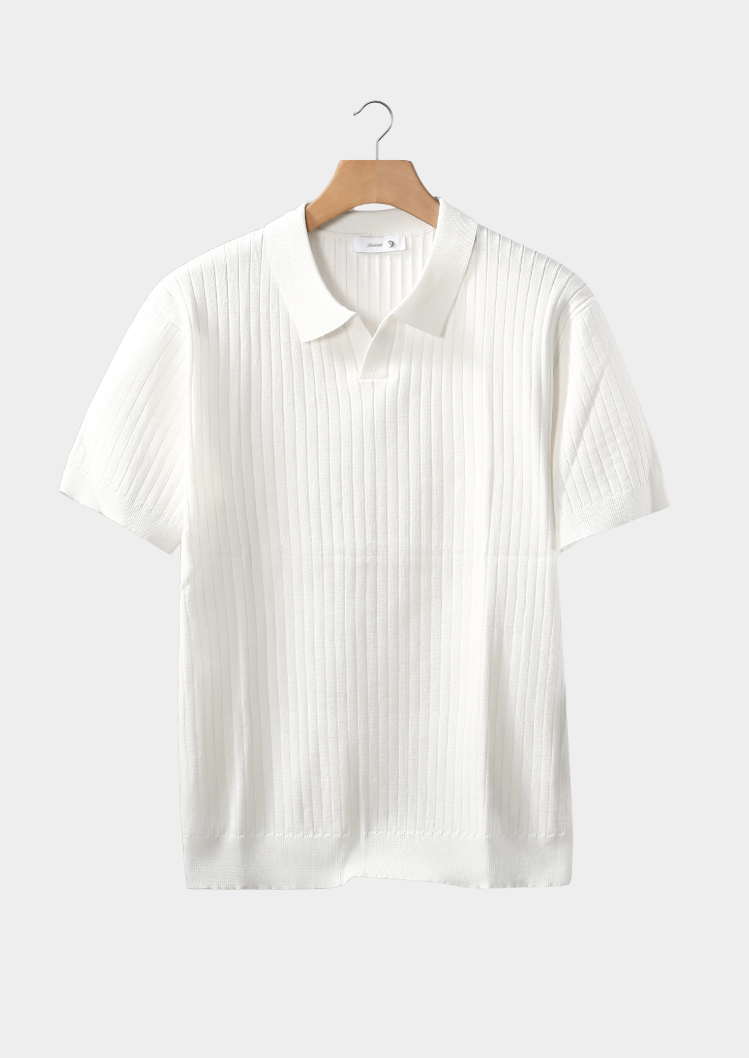 White Ribbed Buttonless Polo | Castielli