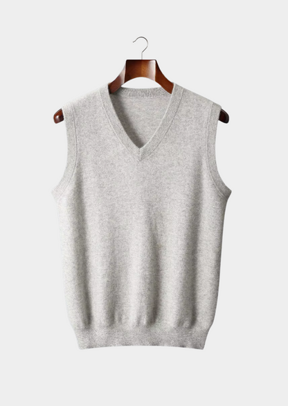 Pure Extra-Fine Merino Wool V-Neck Vest | Castielli