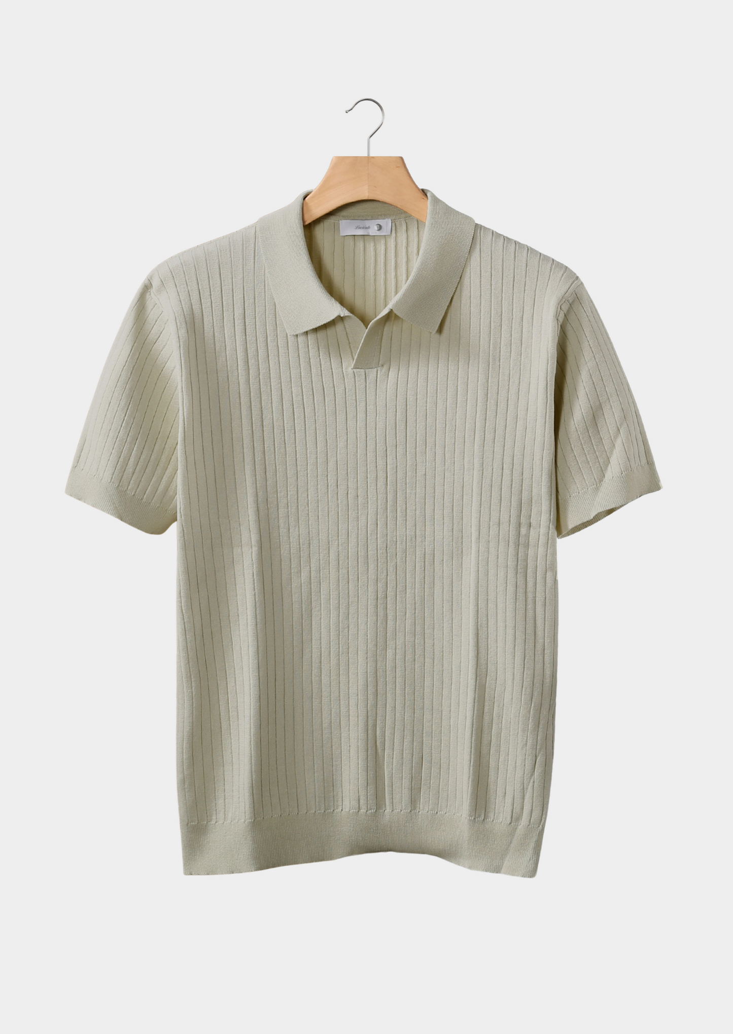 Khaki Ribbed Buttonless Polo | Castielli