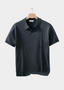 Dark Gray Ribbed Buttonless Polo