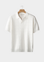 White Patterned Knit Buttonless Polo