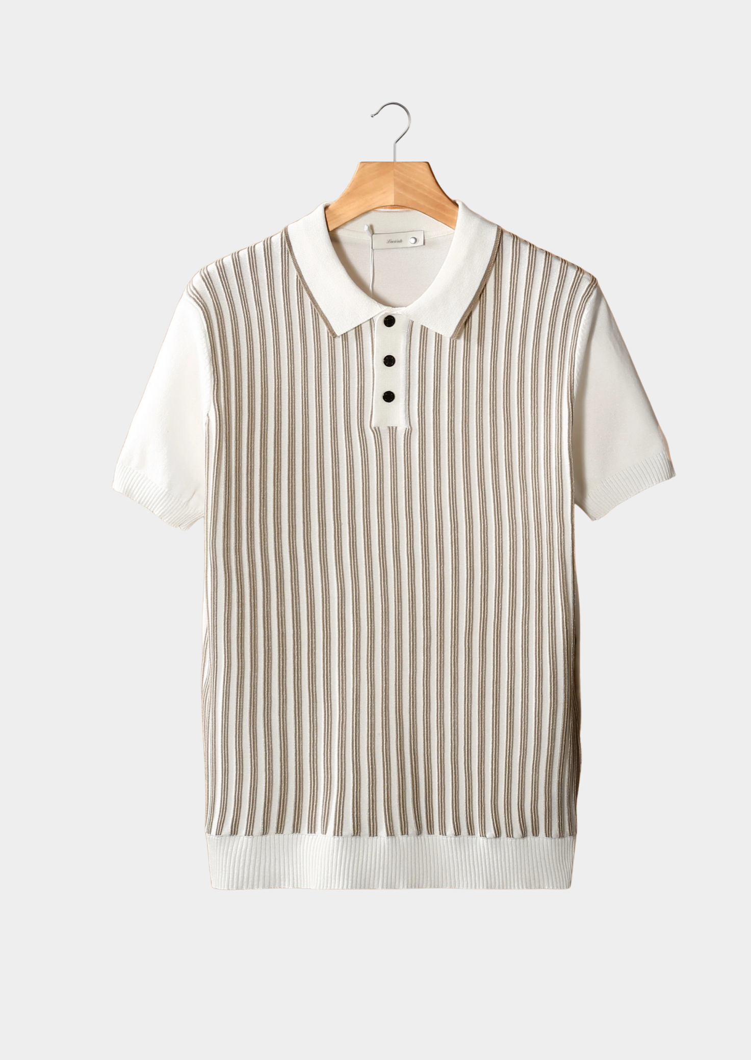 White Vertical Striped Polo | Castielli
