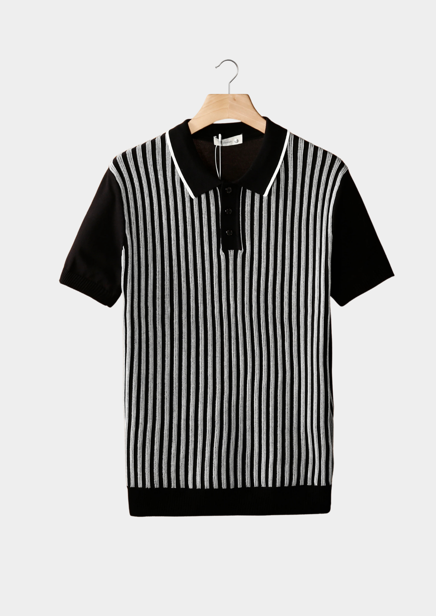 Black Vertical Striped Polo | Castielli