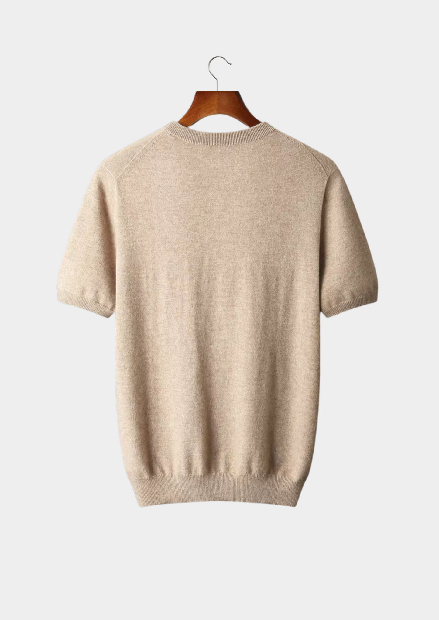 Premium Cashmere Classic Crewneck T-Shirt - Light Beige | Castielli