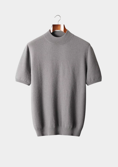 Premium Cashmere Mock Neck T-Shirt | Castielli