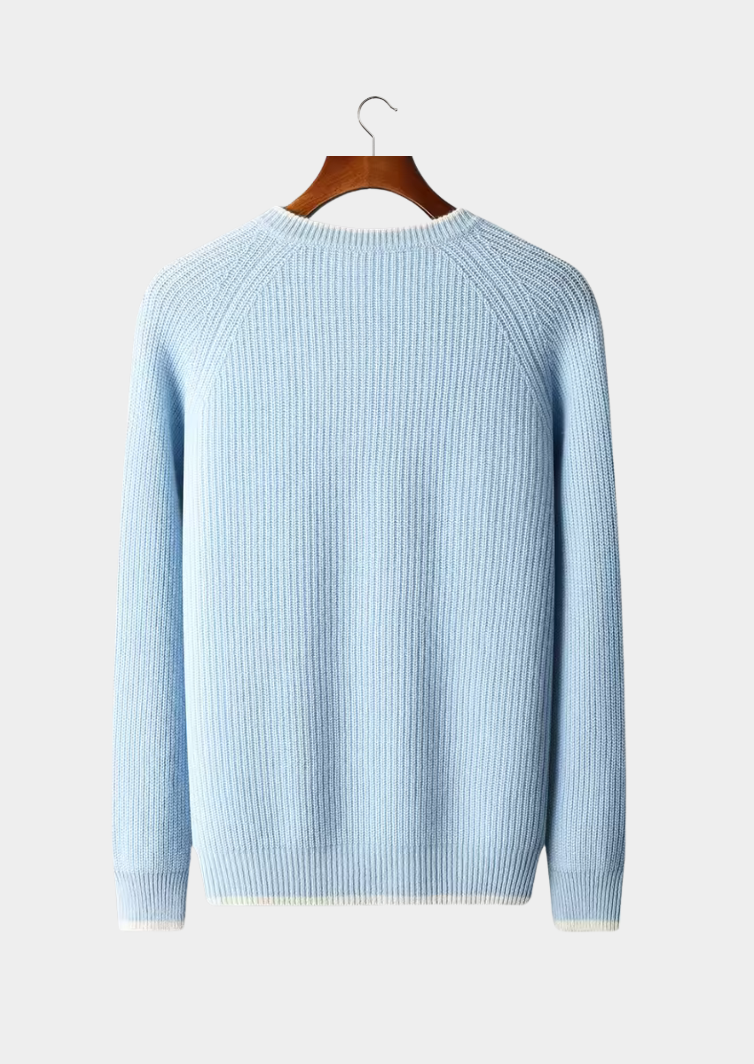 Pure Extra-Fine Merino Wool Two Tone Crewneck | Castielli
