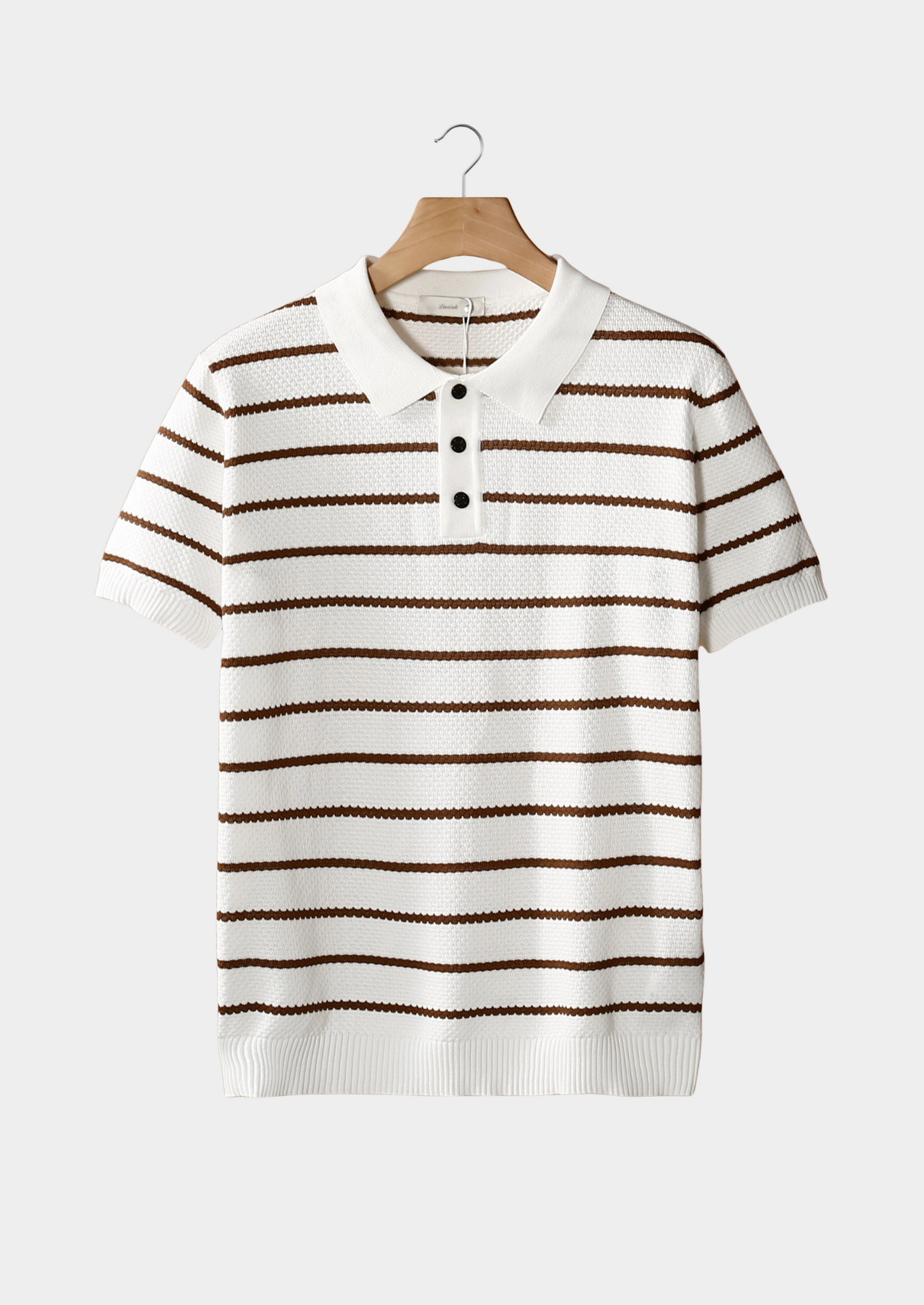 White Striped Textured Button Polo | Castielli