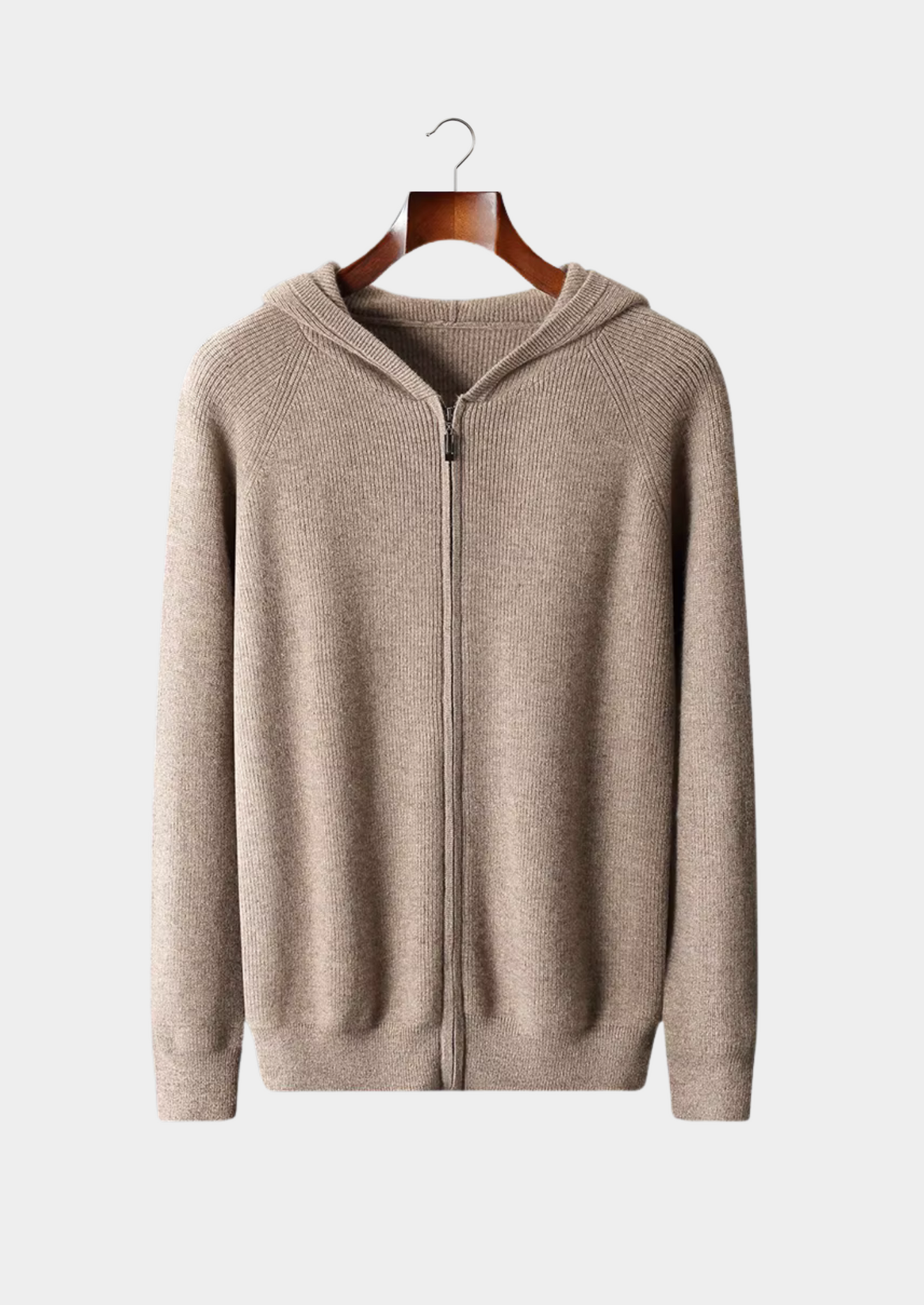 Pure Extra-Fine Merino Wool Ribbed Zip Hoodie | Castielli