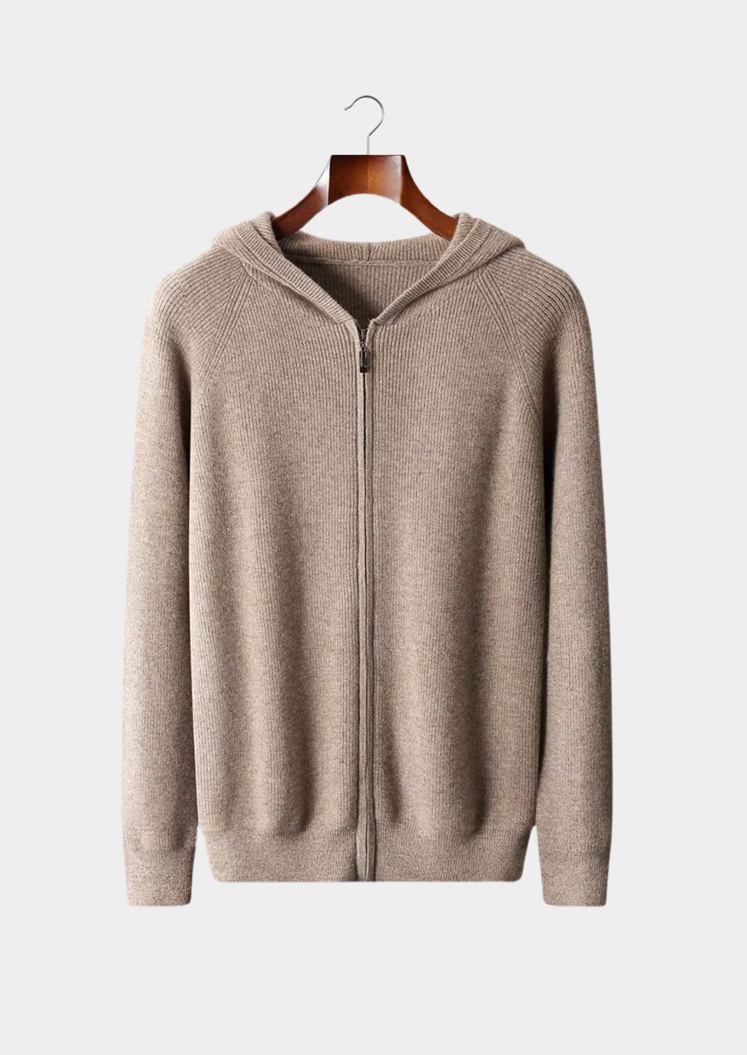 Pure Extra-Fine Merino Wool Ribbed Zip Hoodie | Castielli