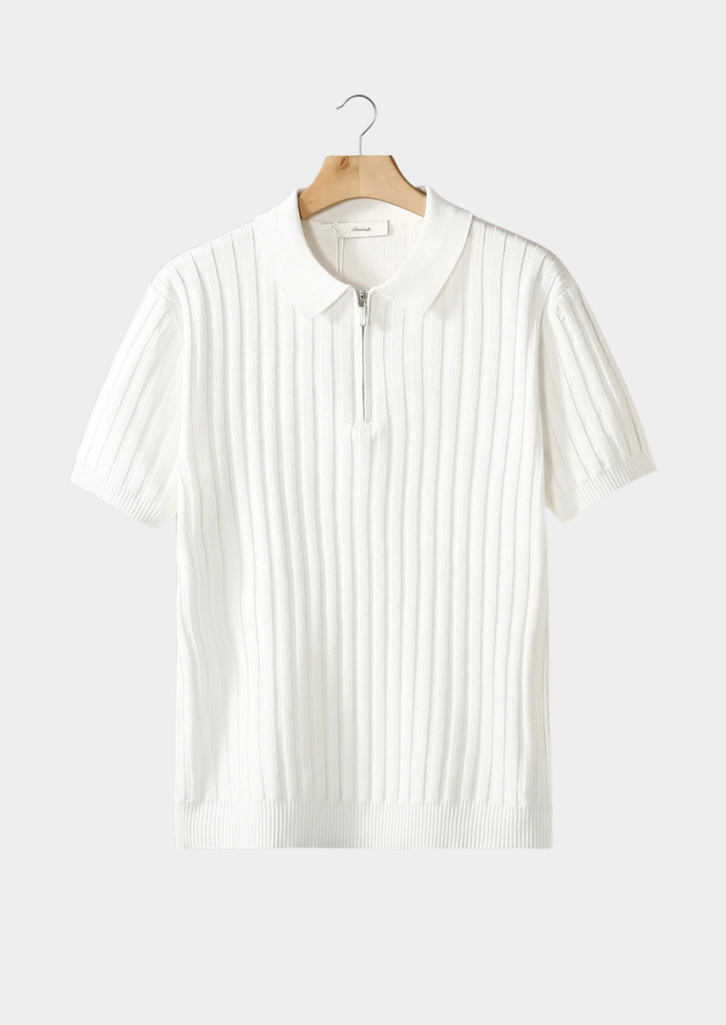 White Ribbed Zipper Polo | Castielli