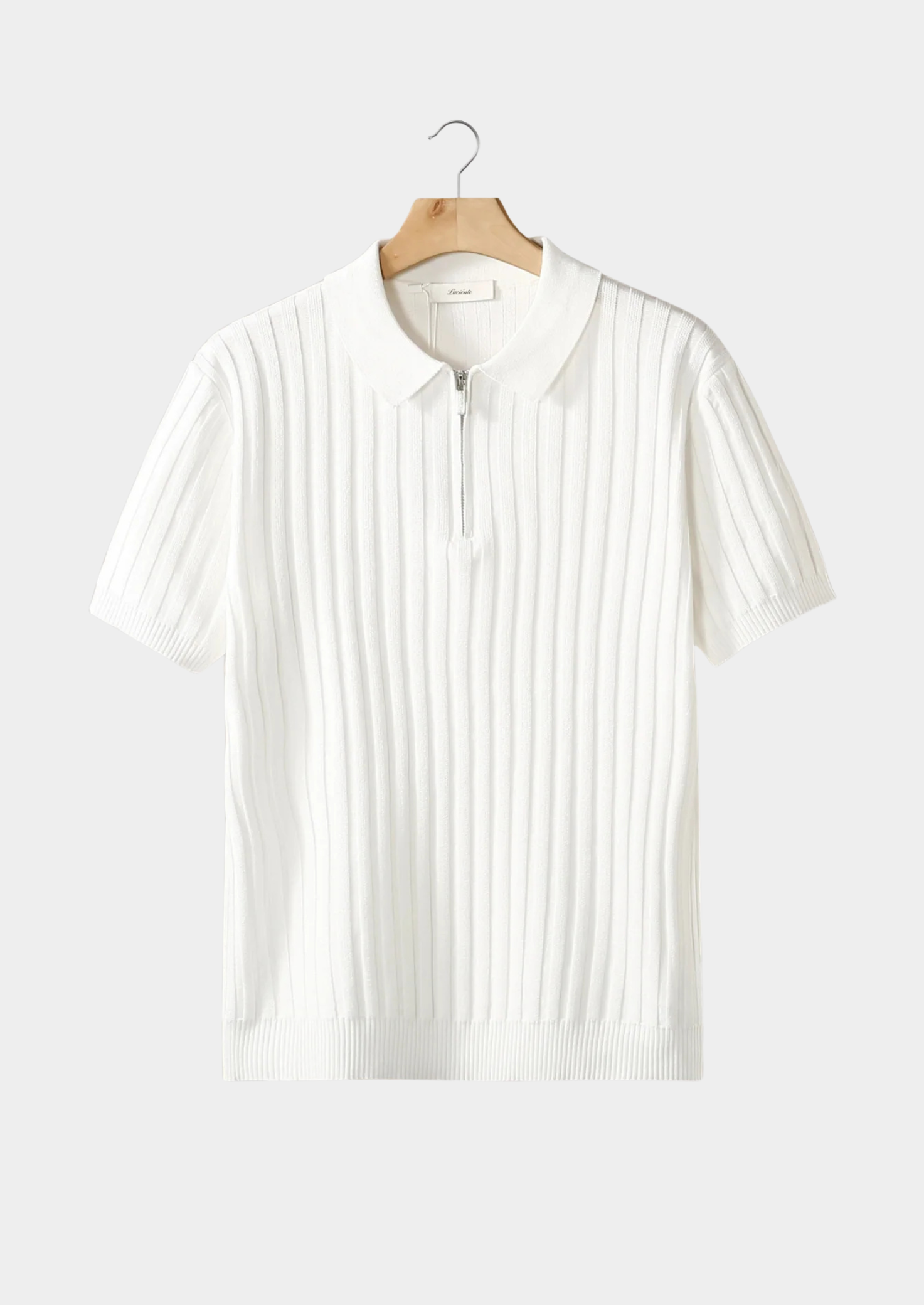 White Ribbed Zipper Polo | Castielli