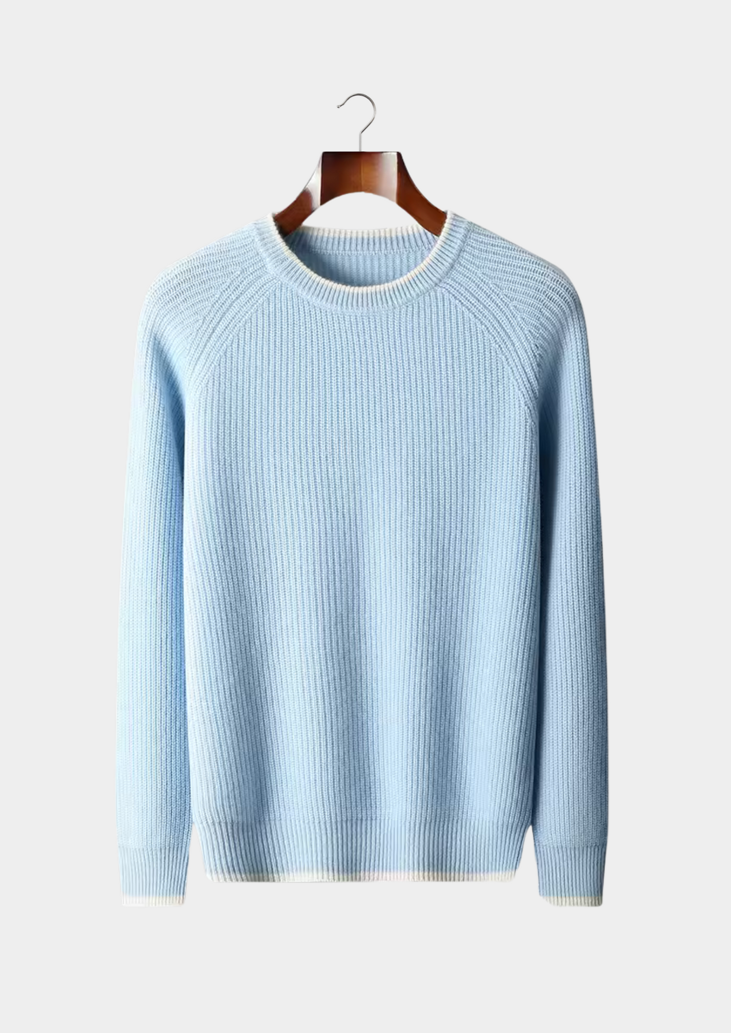 Pure Extra-Fine Merino Wool Two Tone Crewneck | Castielli
