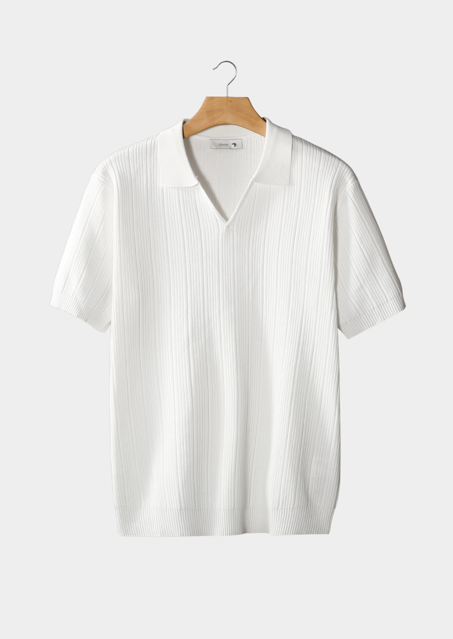 White Open Collar Ribbed Polo | Castielli
