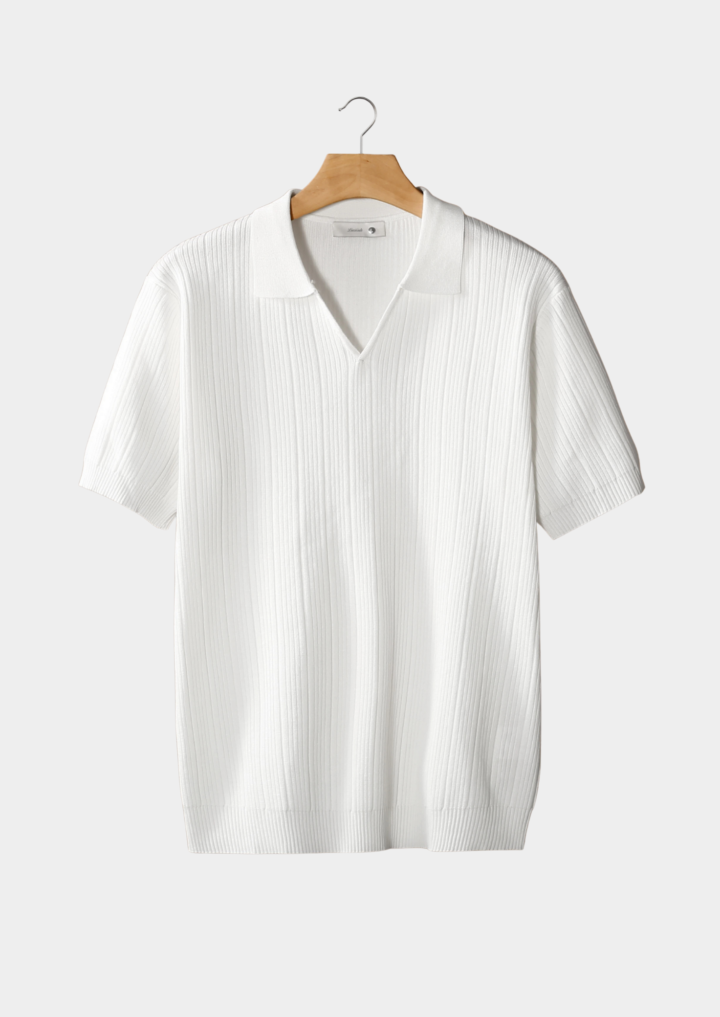 White Open Collar Ribbed Polo | Castielli