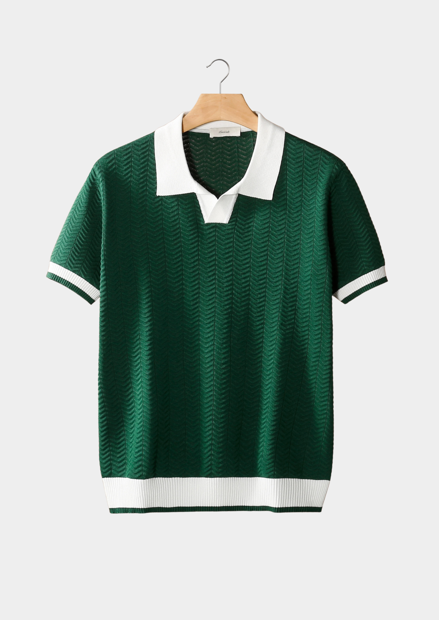 Green Contrast Textured Polo | Castielli