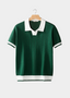 Green Contrast Textured Polo