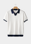 White Contrast Textured Polo