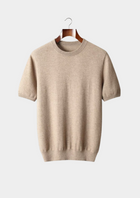Premium Cashmere Classic Crewneck T-Shirt - Light Beige