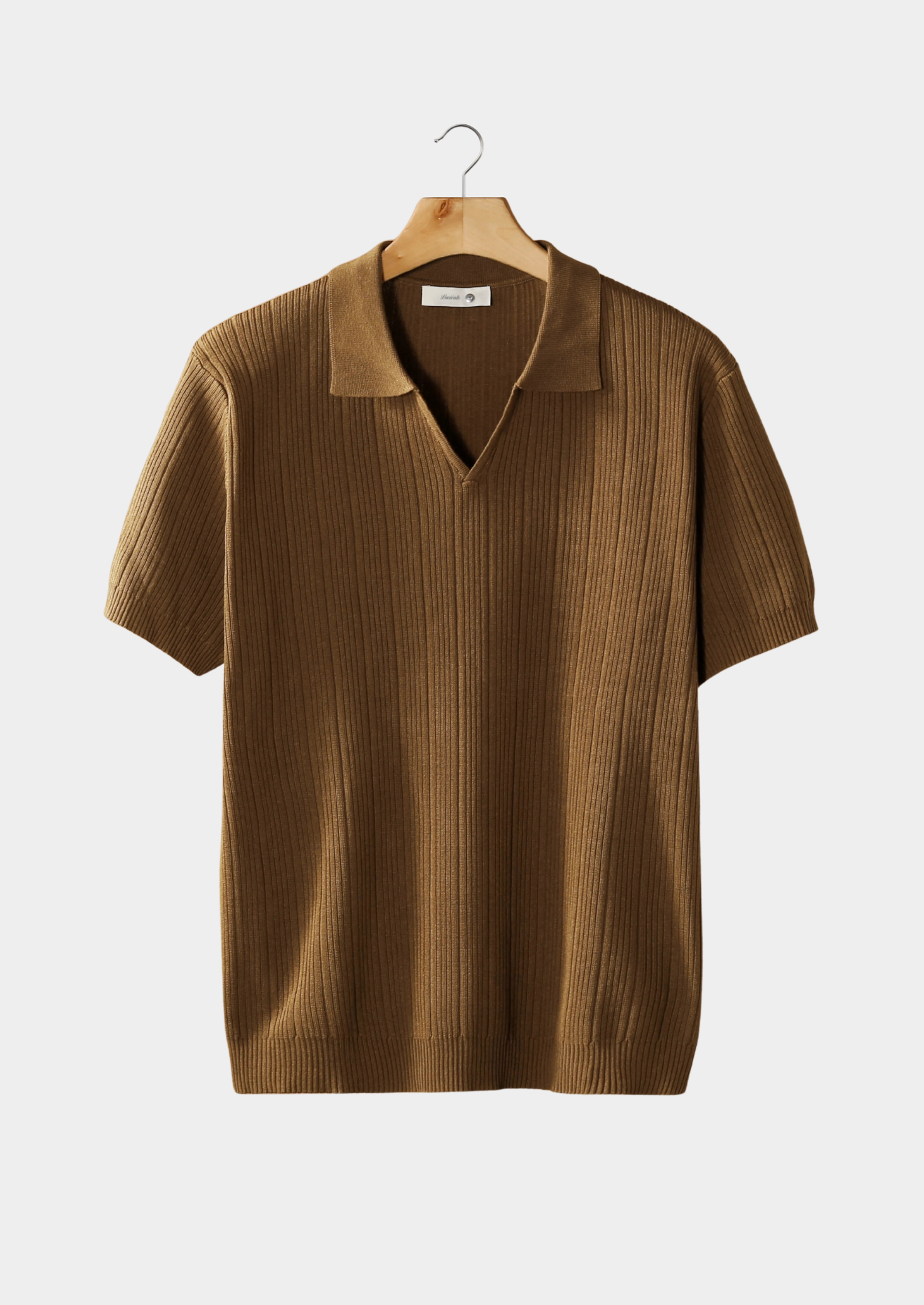 Caramel Open Collar Ribbed Polo | Castielli