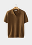 Caramel Open Collar Ribbed Polo