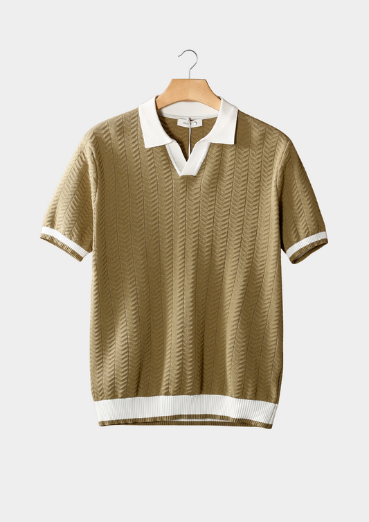 Almond Contrast Textured Polo | Castielli