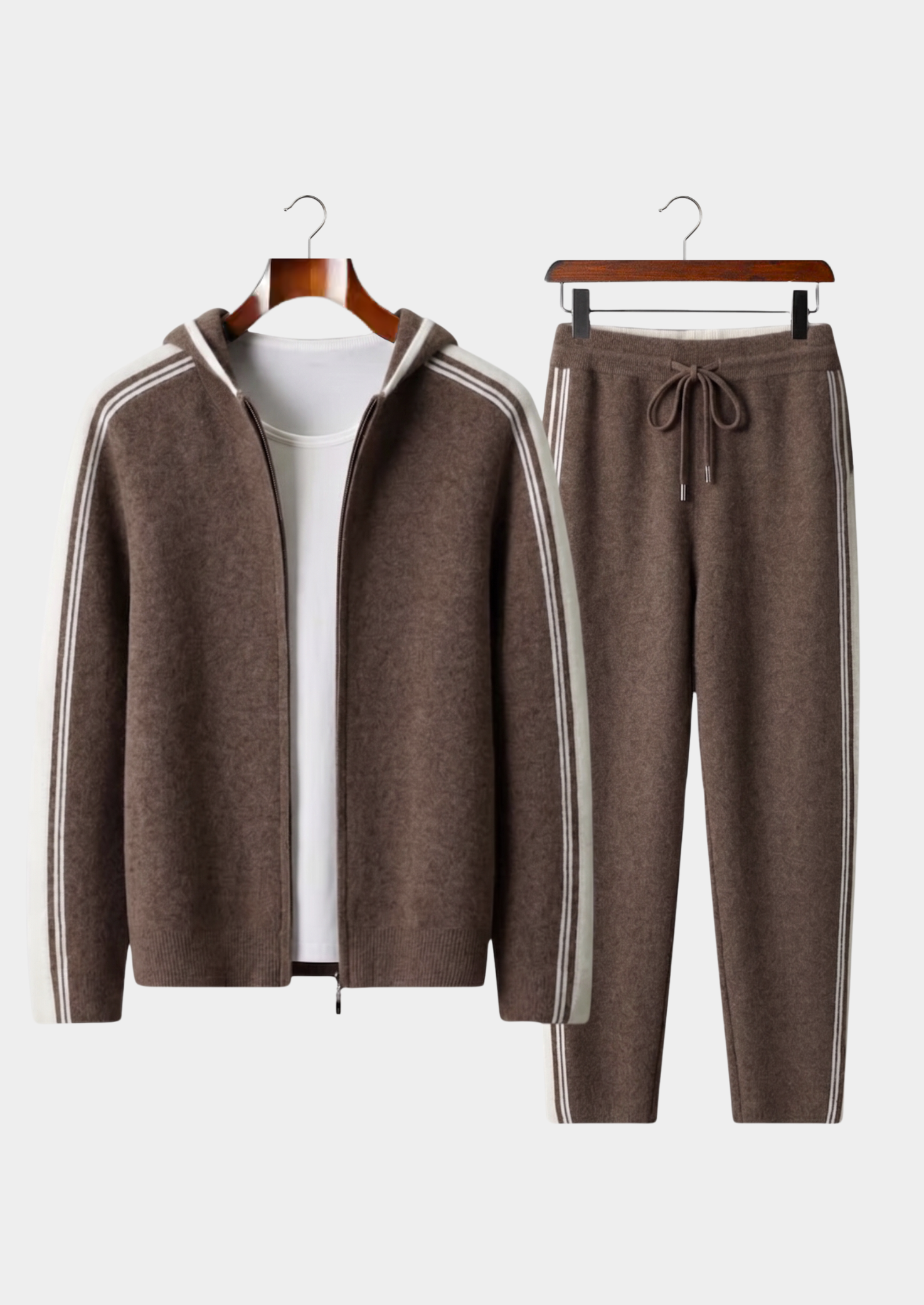 Pure Extra-Fine Merino Wool Dark Mocha Damien Set | Castielli