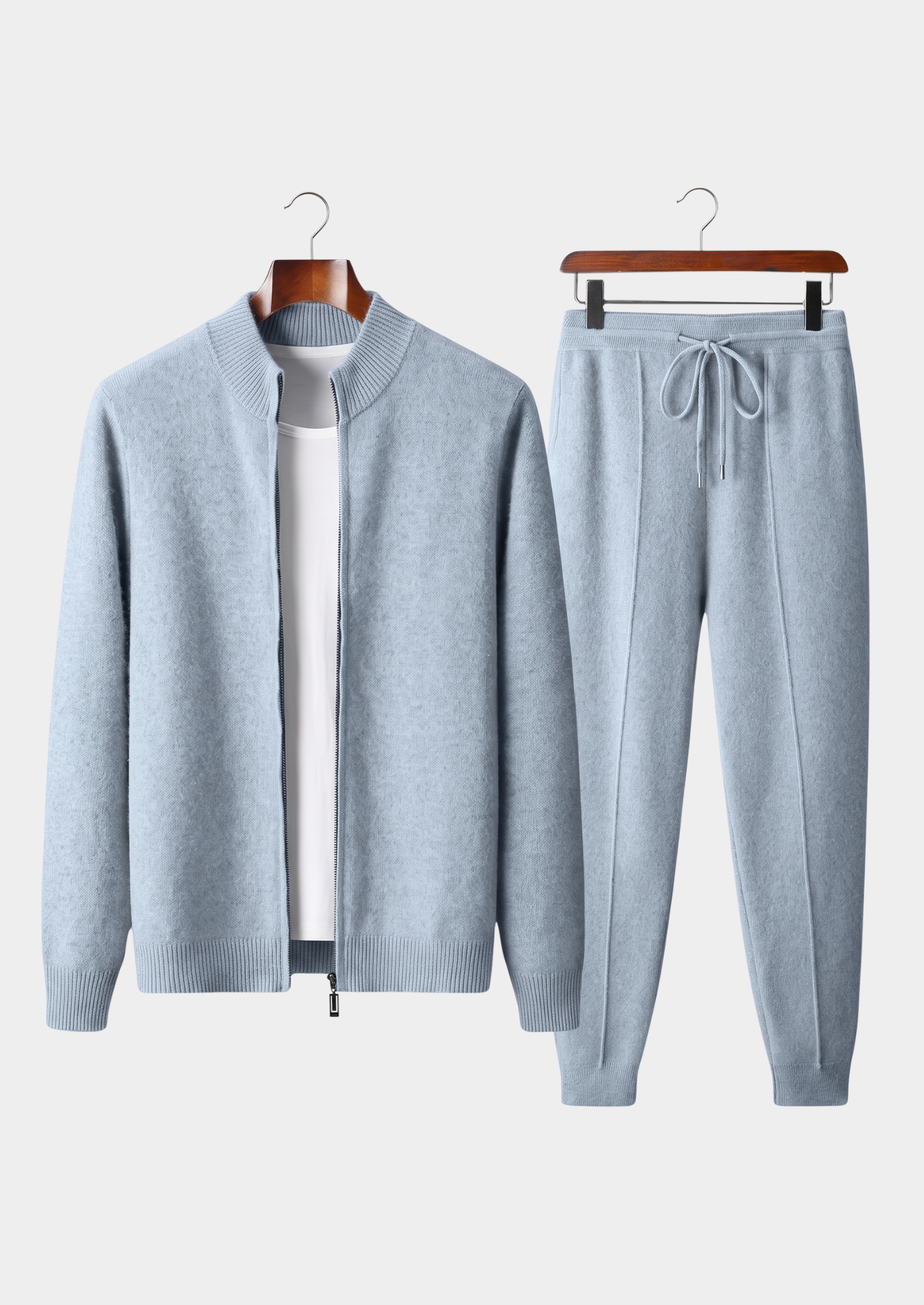 Pure Extra-Fine Merino Wool Light Blue Luzzo Set | Castielli