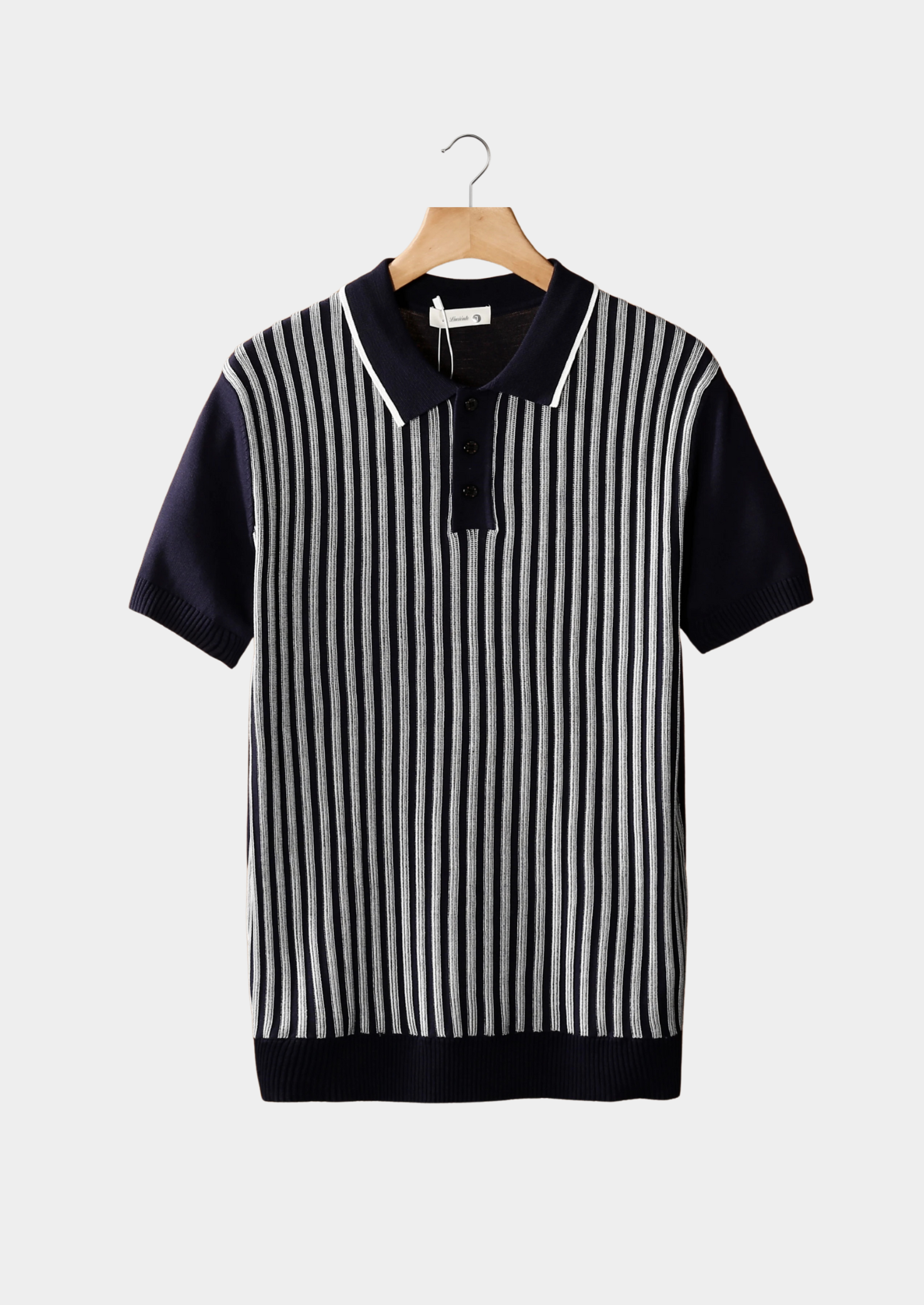 Navy Vertical Striped Polo | Castielli