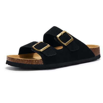 Maibulun Suede Arizona Sandals - Black | Castielli