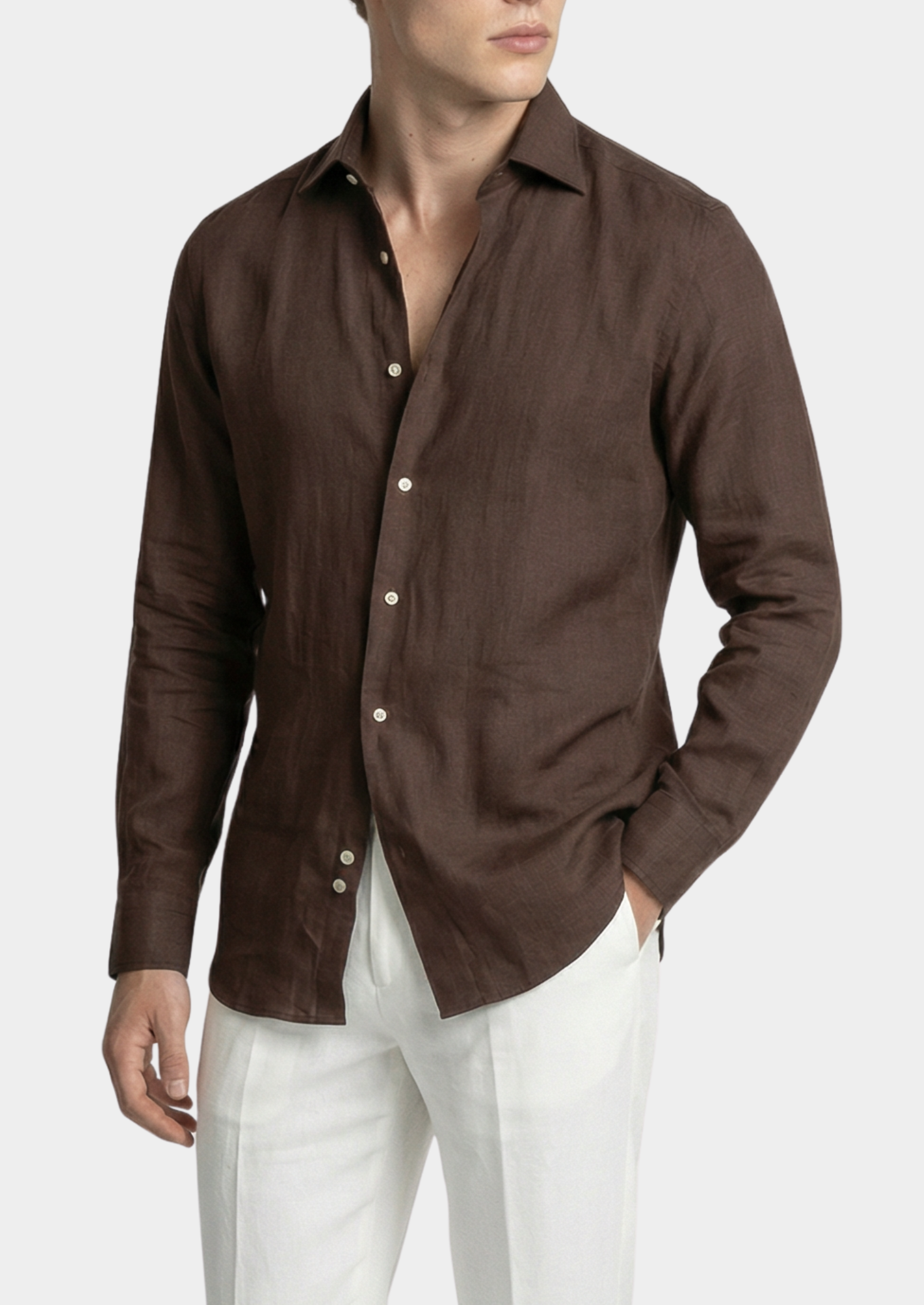 Portofino Coastal Shirt - Dark Brown | Castielli