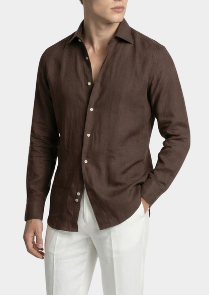 Portofino Coastal Shirt - Dark Brown | Castielli