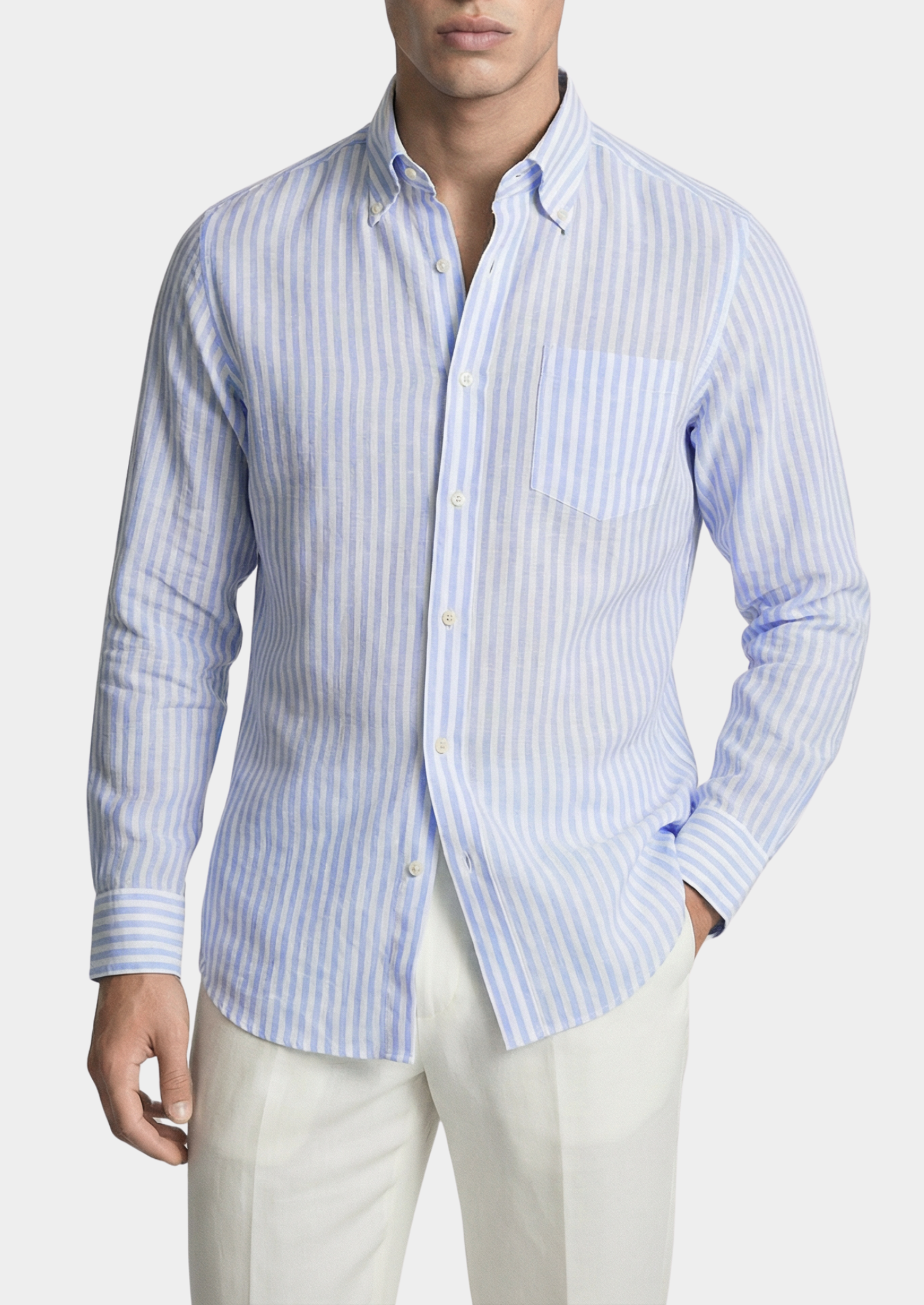 Portofino Striped Coastal Shirt - Light Blue | Castielli
