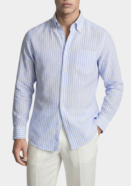 Portofino Striped Coastal Shirt - Light Blue | Castielli