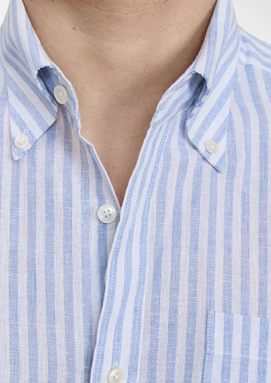 Portofino Striped Coastal Shirt - Light Blue | Castielli