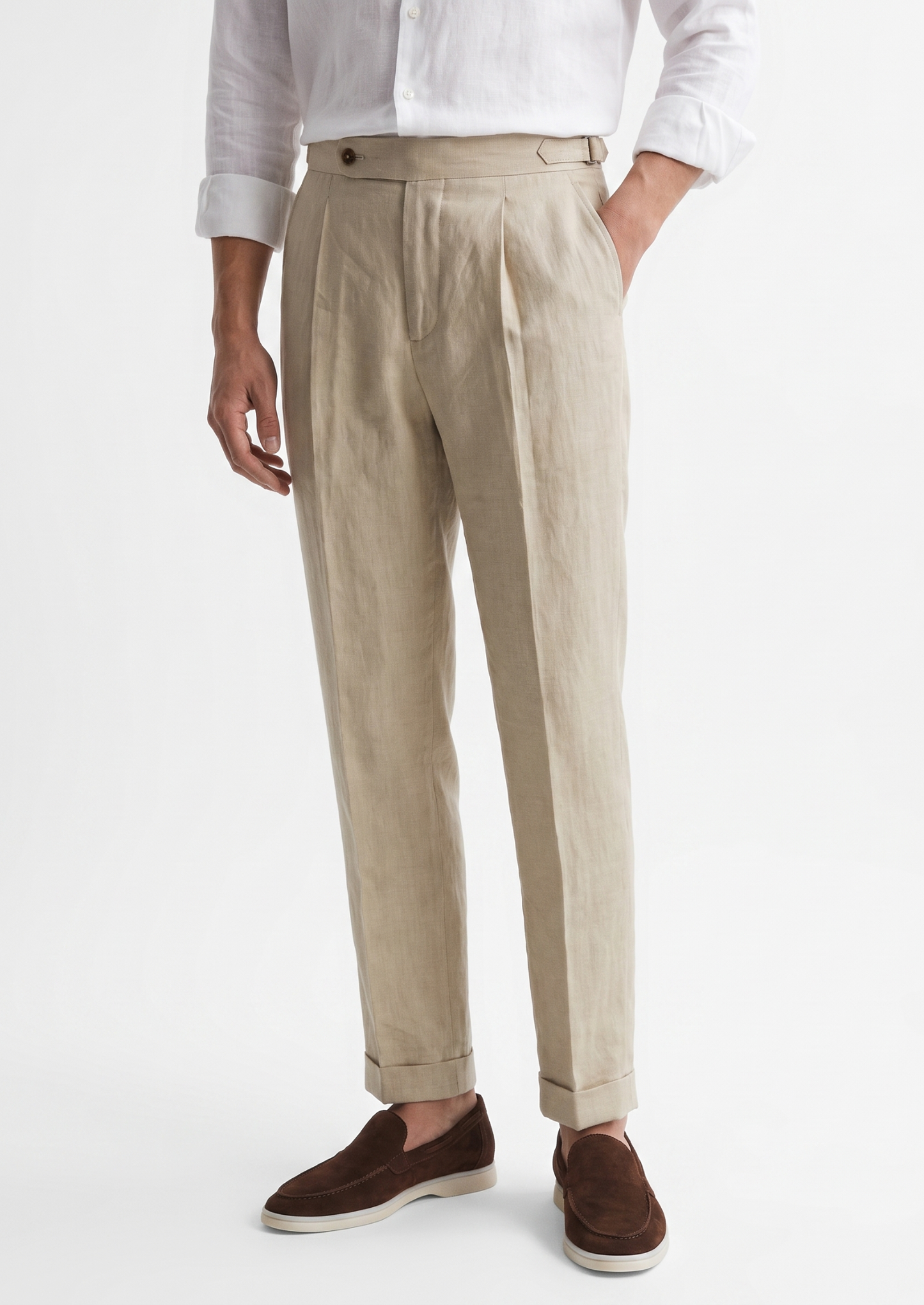 Tuscany Pleated Coastal Trousers - Sand | Castielli