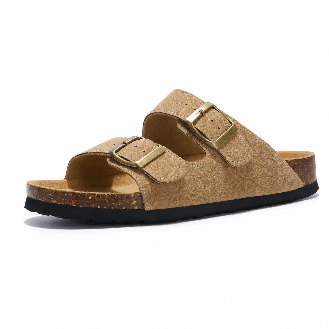 Maibulun Suede Arizona Sandals - Light Brown | Castielli