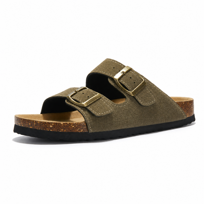 Maibulun Suede Arizona Sandals - Moss Green | Castielli